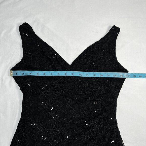 Lauren Ralph Lauren Black Lace Evening Gown Sequin Detail Formal Dress Size 2 - Picture 6 of 11
